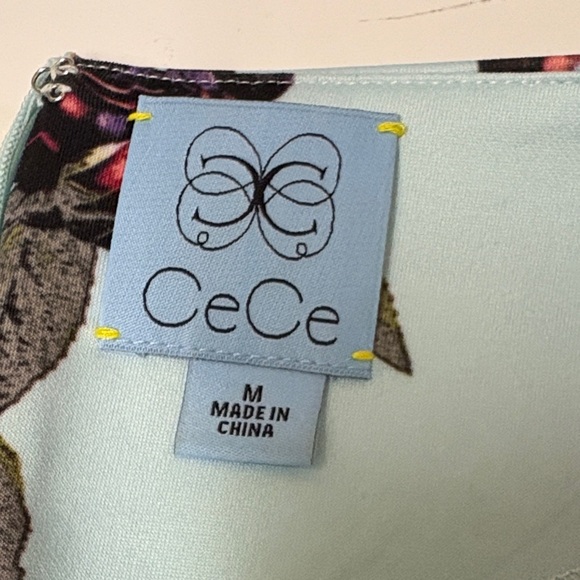 CeCe Mini Dress with Pink Floral on Light Blue, medium - Picture 2 of 10